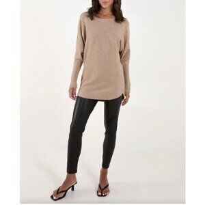 Anthropologie LIV Sweater M Medium Taupe Silver Stud Pullover Dolman Sleeve